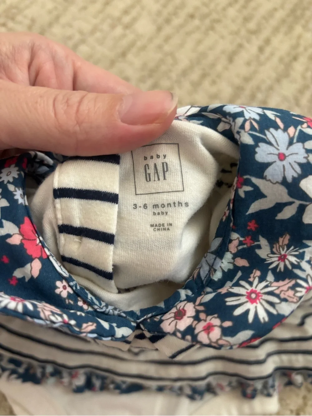 Baby Gap Floral and Striped Two-Piece Outfit Bundle 3:6 months- Navy, Pink, Red